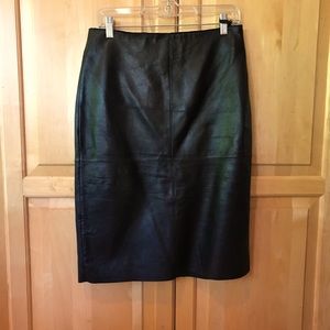 Brooks Brothers Black Leather Skirt